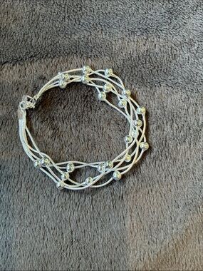 LAST ONE Multi-Strand 925 Sterling Silver Beaded Bracelet for Women